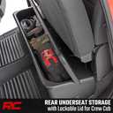 Rough Country Under Seat Storage for Chevy Silverado & GMC Sierra 1500/2500HD/3500HD Crew Cab (2019-2026) - Custom Rear Under Seat Organizer Tray with Lockable Lid