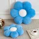 Flower Pillows, Decorative Pillows for Couch, Cute Daisy Pillow for Bed, Flower Shaped Decorative Throw Pillow Room Decor (Blue, 19.6 Inches)