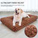 KSIIA Washable Dog Bed Deluxe Plush Dog Crate Beds Comfy Kennel Pad Anti-Slip Pet Sleeping Mat for Large, Jumbo, Medium, Small Dogs Breeds, 35" x 23", Brown
