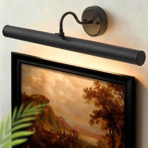 Hardwired Picture Lights for Wall,28 Inch Black Vintage Picture Sconce,E12 Base,330 Rotatable,4-Light Gallery Art Lighting for Paintings,Artwork,Portrait,Vanity & Mirror Accent (Bulb Not Included)
