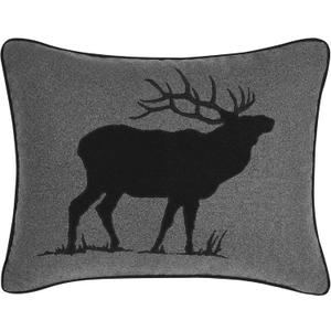 Eddie Bauer Home Throw Pillow with Zipper Closure, Perfect Home Decor for Bed or Sofa, 16" x 20", Elk Charcoal/Black