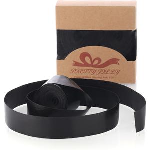 Pretty Jolly Black Metal Glossy Ribbon for Gift Wrapping Handmade Bright Fabric Glitter Ribbon for Flower Bouquet Double Sided Sparkly Ribbons for DIY Crafts Wedding Invitations 1 Inch 20Yds