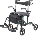 WINLOVE 2 in 1 Rollator Walkers for Seniors with Padded Seat- Medical Transport Chair Walker with Adjustable Handle and Reversible Backrest Green