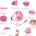 THAIN Reflective Dog Vest Harness & Leash Set – No-Pull Design, Adjustable & Comfortable for Small Dogs (S, Pink Plaid)