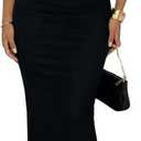GORGLITTER Women's Draped Deep V Neck Backless Halter Dress Sexy Sleeveless Bodycon Wedding Guest Maxi Dresses Black X-Small