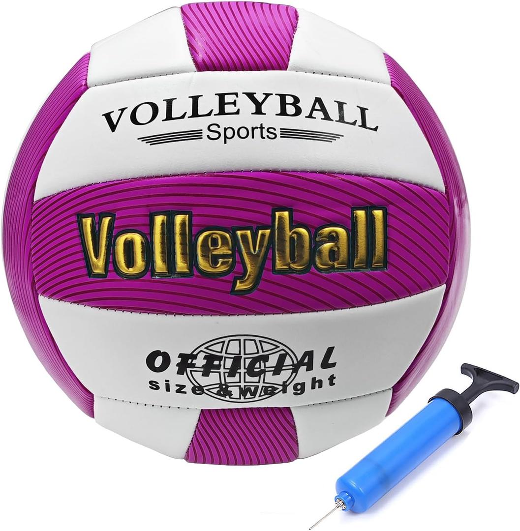Volleyball Official Size Thicker Leather Waterproof Anti-Explosion Design Boys Girls Adults Training Practice Indoor Outdoor Beach Pool Play