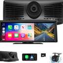 Wireless Carplay Screen for Car 2K Dash Cam, 8.1" HD Portable Car Stereo with Carplay & Android Auto, 1080P Backup Camera, Mirror Link/Bluetooth/GPS Navigation/Satellite Radio for All Vehicles