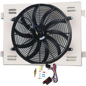 Aluminum Radiator Shroud Electric Fan For 1955-1957 1956 Chevy Bel Air/Nomad V8 Electric Fan with Relay kit