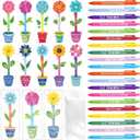 Fuyoooo 50 Set Teacher Appreciation Pens Bulk Thank You Gift Thank You for Helping Me Grow Inspirational Ballpoint Pens with Cards for School Office Supplies(Flowerpot)