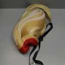 JoneTing 35inch Long Blond Wig for Women+Cap+2 Ribbons+2 Fangs Long Light Blonde and Red Wig for Adult Blond Wig with Bangs and Braids Long Blonde Mix Red Wig for Cosplay Halloween Party Outfit