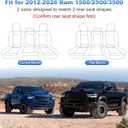IKABEVEM Dodge Ram Seat Covers Full Set, Faux Leather Custom Fit 2012-2026 Ram 1500 2500 3500 Truck, Curved Bench Seat Cushion Cover Protector, Black&Grey