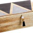 Juvale Small Wooden Decorative Box with Hinged Lid & Tassel, Jewelry & Trinket Storage - Wooden Jewelry Box - 9.4 x 6 x 3 Inches