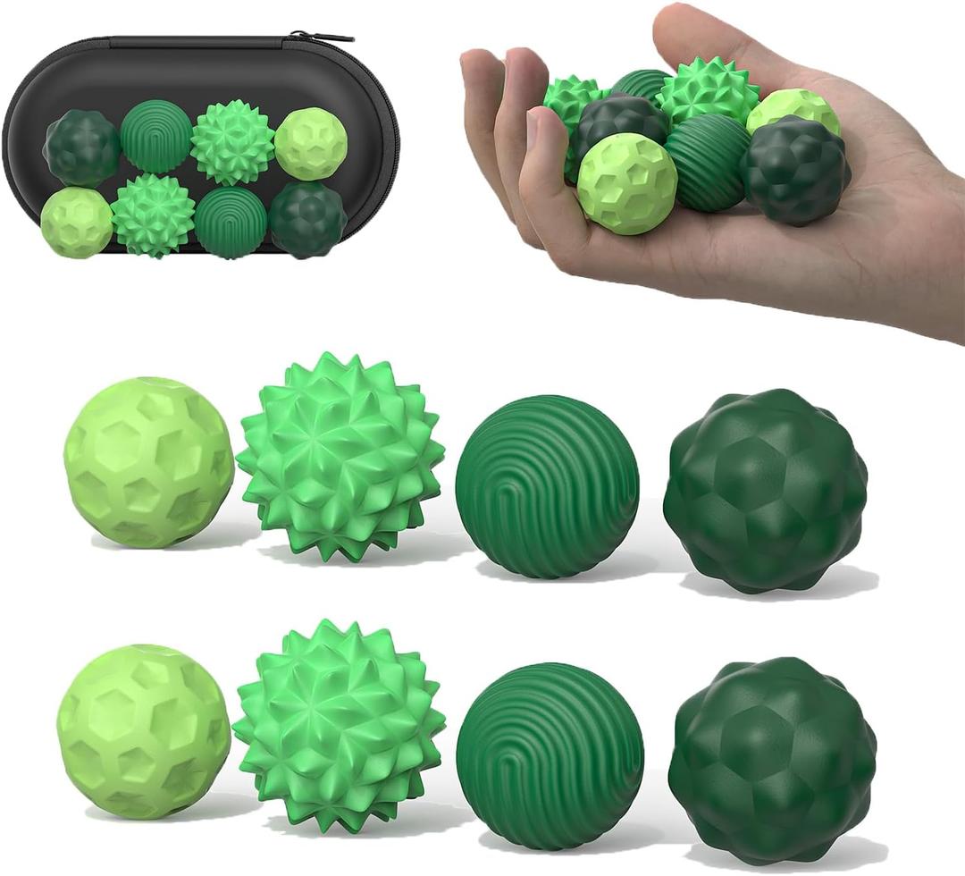 Magnetic Balls Fidget Toy Adults - 8pcs Sensory Attraction Stress Balls with Silicone Shell for Adults to Calm Restless Hands Anxious Mind, Office Desk Stress Magnetic Fidget Balls for Anxiety Relief (Green)