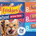 Purina Friskies Gravy Wet Cat Food Variety Pack Seafood Prime Filets Favorites - (Pack of 24) 5.5 oz. Cans (EXP 05/31/28)
