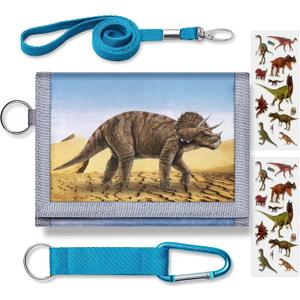 Kids Wallets for Boys With Coin Pocket, Wallets for Kids Ages 4-18, Toddler Trifold Dinosaur Wallet With 9 Card Holders,Novelty Wallet for Childrens Birthday Gifts