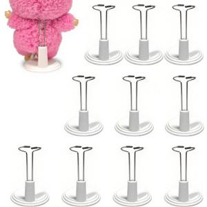 10 Pack Adjustable Doll Stand - Compatible with labubu, Display Holder for 4-8 Inches Figures, White Plastic Stand with Waist Clip, Stable Support for Collectible & Photography (Dolls Not Included) (White 10 pcs)