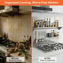 MIAOOWITH 29.5×29.5 Inch Stainless Steel Stove Backsplash with Shelf, Rust-Proof Kitchen Wall Protector Stainless Steel - Easy No-Drill Installation