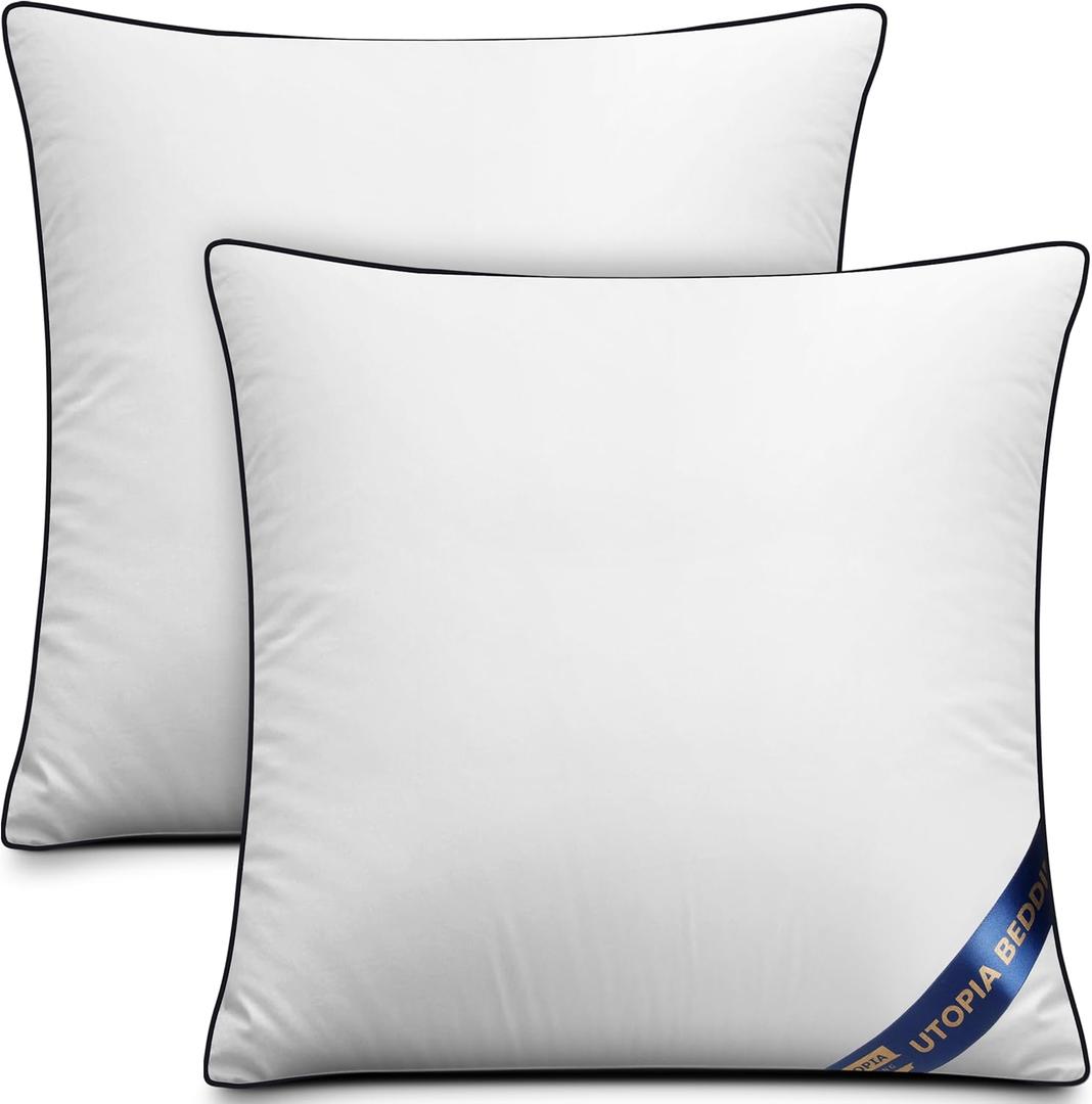 Utopia Bedding Throw Pillow Inserts (Pack of 2, White), 18 x 18 Inches Decorative Indoor Pillows for Sofa, Bed, Couch, Cushion Sham Stuffer