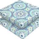 LVTXIII Patio Chair Cushions 19"x19"x3", Water-Repellent Outdoor Seat Cushions for Patio Furniture, Square Chair Pads with Ties for Home Garden Decoration, Set of 2, Delancey Lagoon