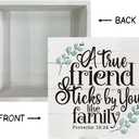 Christian Sign, Wooden Box Sign Desk Decor, Friendship Scripture Wood Plaque, Rustic Wood Table Sign, Thank You Gift for Friend, Proverbs 18:24 - A True Friend Sticks By You Like Family Sign