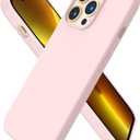 ORNARTO Compatible with iPhone 13 Pro Case 6.1, Slim Liquid Silicone 3 Layers Full Covered Soft Gel Rubber Case Cover 6.1 inch-Chalk Pink