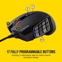 Corsair Scimitar RGB Elite Wired MOBA/MMO Gaming Mouse 18,000 DPI 17 Programmable Buttons iCUE Compatible PC, Mac, PS5, PS4, Xbox Black