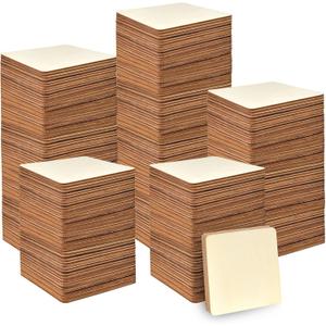 120 Pieces 2 Inch Unfinished Wooden Square Blank Natural Wood Slices Wooden Cutout Tiles for DIY Crafts Home Decoration Painting Staining