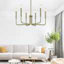 Lynnoland Brass Chandelier, 6-Light Farmhouse Chandeliers for Dining Room Lighting Fixtures Hanging, Vintage Candle Pendant Light Light Fixture for Bedroom, Kitchen, Foyer and Living Room