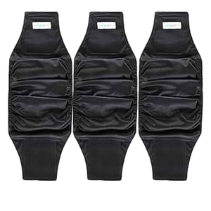 Langsprit Male Belly Bands for Dogs (Pack of 3)  High Absorbing Dog Wraps Male Washable  Reusable Dog Diapers (Black, Medium)