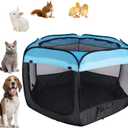 Portable Dog Playpen Cat Tent,Pop Up Playpen for Small Middle Dogs Cats Pet Tent Playground,Indoor Outdoor,37x37x24,Blue/Black,1Pack