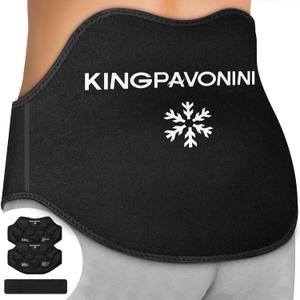 KingPavonini Extra Large Ice Pack for Back Pain Relief with Extension Strap, 2 Pack Reusable Lower Back Gel Ice Pack Wrap for Lumbar Surgery, Sciatica, Herniated Disc, Coccyx Pain, Cold/Hot Therapy (Black)