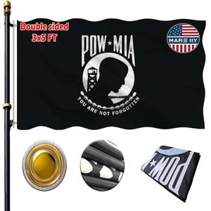 Volta Double Sided Pow Mia Flag 3x5ft, Outdoor Heavy Duty 3-Ply Durable Nylon Progressive Flag with Canvas Header/Brass Grommets for Indoor and Outdoor Decoration