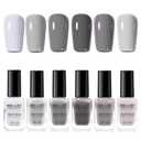 GELLEN Gray Nail Polish Set, Fall Winter Trendy Grey Regular Nail Polish Quick Air Dry 6 Dark Light Colors for Women Gifts DIY Fingernail Toe Nails Home Salon, Not Gel, Hema Free, Non-toxic, No Chip