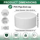 2 Pcs 8 Inch PVC End Cap Flat Top, Schedule 40 for Sewer Drain