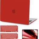 B BELK Compatible with MacBook Air 13 inch Case 2022 2021 2020 2019 2018 A2337 M1 A2179 A1932 Touch ID, Matte Plastic Hard Shell+Keyboard Cover+Screen Protector for MacBook Air 13.3 inch Case, Red