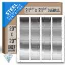 20" X 20" Duct Opening | Steel Return Air Grille For Sidewall And Ceiling | Outer Dimensions: 21.75"W X 21.75"H