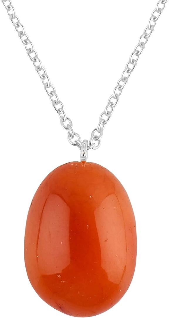 TGH Natural Carnelian Tumbled Stone Pendant Necklace - Handmade Healing Crystal Jewelry for Women - July Birthstone - 16+2 Inch Brass Chain TGH Natural Carnelian Tumbled Stone Pendant Necklace - Handmade Healing Crystal Jewelry for Women - July Birthstone - 16+2 Inch Brass Chain