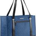 EMPSIGN Laptop Tote Bag for Women 16 Inch, Stylish Computer Shoulder Tote Bag for Work, Large Capacity Quilted Laptop Briefcase, Waterproof Women Business Office Bag, Quilted Haze Blue