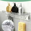 Shower Caddy Suction Cup 2-Pack, Shower Organizer with NO Drill Removable Design Powerful Suction, Holds 22lbs, 8 Hooks for Bathroom Storage, Shower Shelves Kitchen