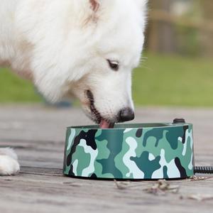 Heated Pet Bowl, Outdoor Pet Thermal Water Bowl, Dog Cat Heated Water Bowl with 69 Inch Chew Resistant Cord and Waterproof ON/Off Switch (Camouflage)