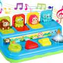 BACCOW Baby Toys 6 to 12-18 Months, Music Light Pop Up Toys for Toddlers 1-3 Years Old Boys Girls Gifts, Cause and Effect Early Learning Infant Toys, Medium, Blue