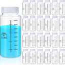 Tatuo 24 Pcs 16 oz 500 ml Polypropylene Plastic Sample Bottles with Screw Caps Sample Containers with Lid for Liquids, Reagent, Pill, Travel, Laboratory, Storage at Home(Wide Mouth-dark Scale)