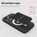 2 x Patented Magnetic Sticky Phone Suction Grip Mount for MagSafe Case,Magnet Silicone Portable Stand Holder for iPhone 16/15/14/13/12 Series and Android, Hands-Free Selfies and Videos (Black)