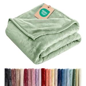 Ultra Soft Fleece Blanket Queen Size - Flannel Fleece Luxury Queen Blanket - Lightweight for Couch Bed Chair - Thick, Warm & Breathable - All Season Cozy Fuzzy, Anti-Static Microplush Bedding, Celadon