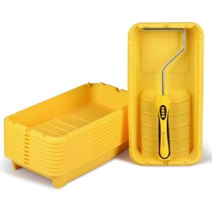 VOOMEY Paint Tray 4 inch, Paint Tray Liner, Paint Roller Tray with Paint Roller Frame 11 Pack, Paint Pan Easy to Clean and Reusable