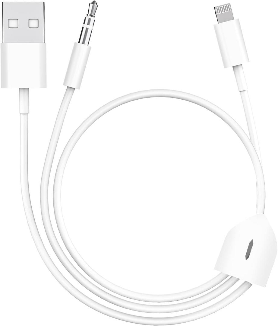 [Apple MFi Certified]2 in 1 Audio Charging Cable Compatible with iPhone, Lightning to 3.5mm Aux Cord Audio Jack Works with Car Stereo Speaker Headphone Car Charger Support iPhone 12/11/11 Pro/XS/XR/8/7