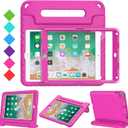 BMOUO Kids Case for iPad 6th 5th Generation (iPad 9.7 Inch, 2018/2017) / iPad Air 2 - with Screen Protector, Shockproof Handle Stand Kids Case for iPad 9.7" (iPad 6th 5th Generation)- Rose