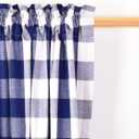 Buffalo Check Curtains 108 inch Long Farmhouse Living Room Divider Bedroom Gingham Plaid Window Curtain Panels Sliding Glass Door Drapes 2 Panels Rod Pocket Window Treatment Set Navy Blue & White