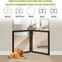 LZRS Clear Dog Gate for Indoor Use - Transparent Pet Fence with Solid Hardwood and Plastic Board, Stylish & Durable freestanding Pet Gate for Doorways, Stairs and Hallways-2 Panel Brown