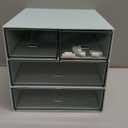 Makeup Organizer with 4 Drawers, Desk Organizer, Cosmetics Storage Box for nail polish, Lipstick, Brushes, Jewelry, Skincare, Bathroom Organization Boxes - Blue